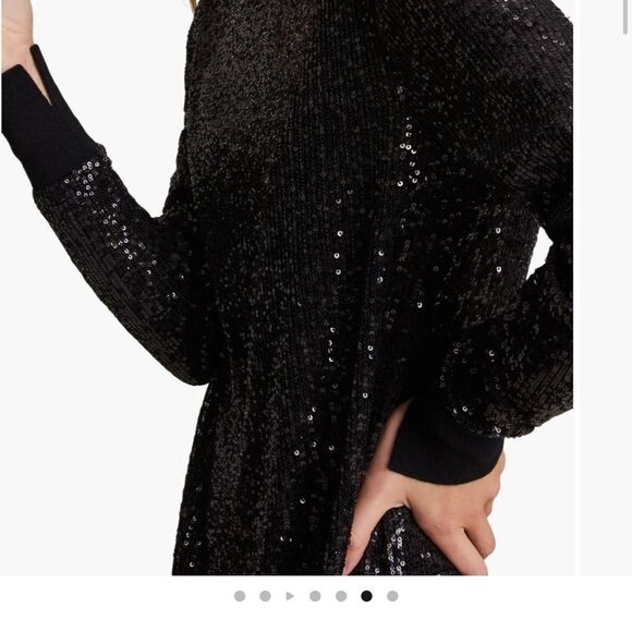 All Saints Sequin Juela‎ Midi Dress, Black, Cocktail Holiday Party, XS (0) NWT - Picture 7 of 9
